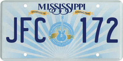 MS license plate JFC172