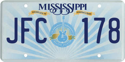 MS license plate JFC178
