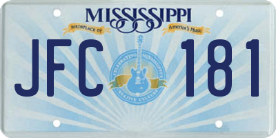 MS license plate JFC181