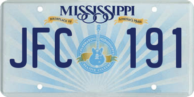 MS license plate JFC191