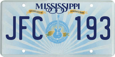 MS license plate JFC193