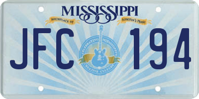 MS license plate JFC194