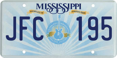 MS license plate JFC195