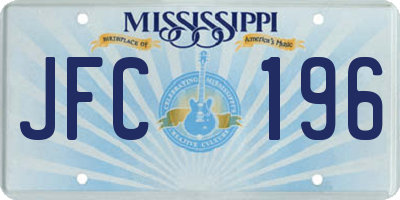 MS license plate JFC196