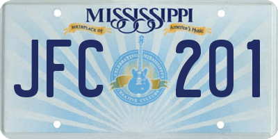 MS license plate JFC201