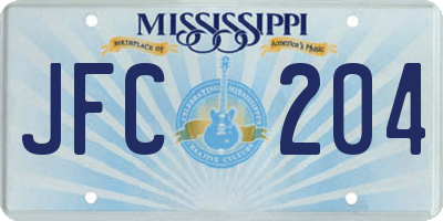 MS license plate JFC204