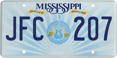 MS license plate JFC207