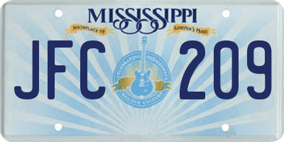MS license plate JFC209
