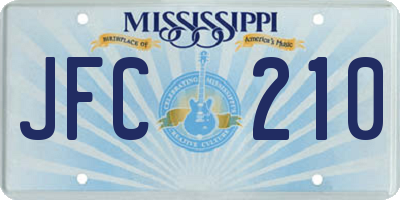 MS license plate JFC210