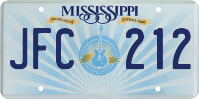 MS license plate JFC212