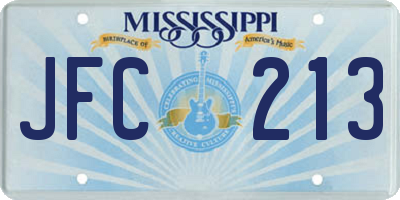 MS license plate JFC213