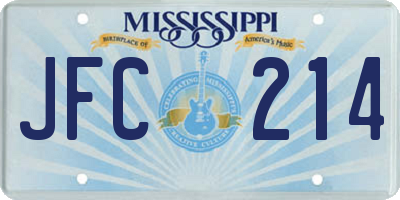 MS license plate JFC214