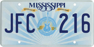 MS license plate JFC216