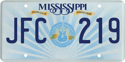 MS license plate JFC219