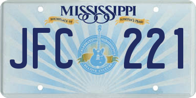 MS license plate JFC221