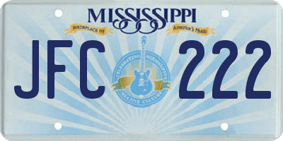 MS license plate JFC222