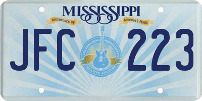 MS license plate JFC223