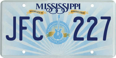 MS license plate JFC227