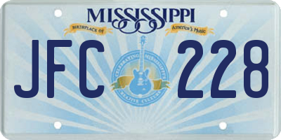 MS license plate JFC228