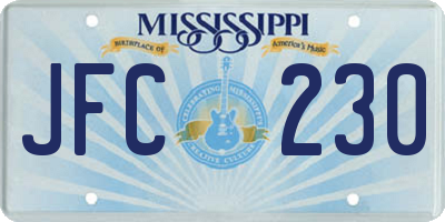 MS license plate JFC230