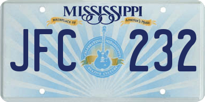 MS license plate JFC232