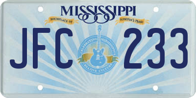 MS license plate JFC233