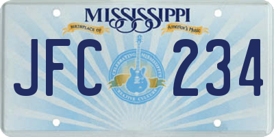 MS license plate JFC234