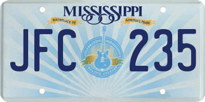 MS license plate JFC235