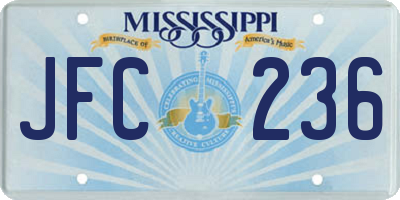 MS license plate JFC236