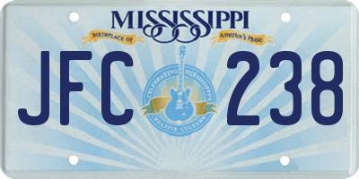 MS license plate JFC238