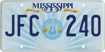 MS license plate JFC240