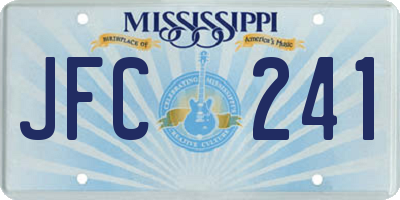 MS license plate JFC241