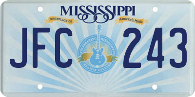 MS license plate JFC243