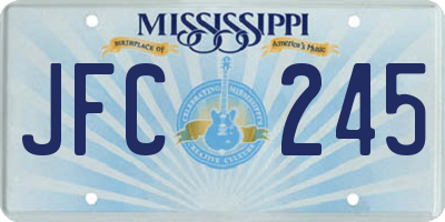 MS license plate JFC245