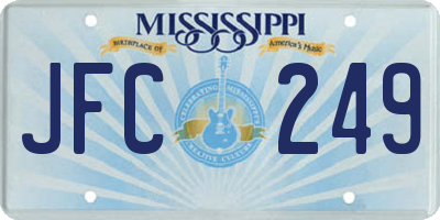 MS license plate JFC249