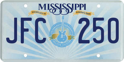 MS license plate JFC250