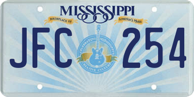 MS license plate JFC254