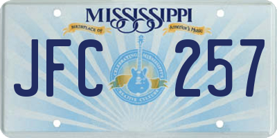 MS license plate JFC257