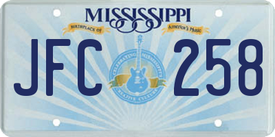 MS license plate JFC258