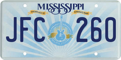 MS license plate JFC260