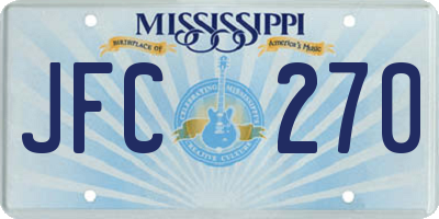 MS license plate JFC270