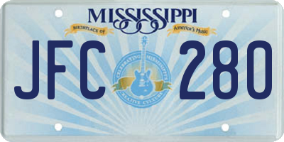 MS license plate JFC280