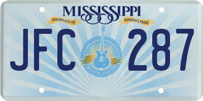 MS license plate JFC287