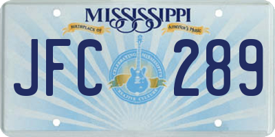 MS license plate JFC289