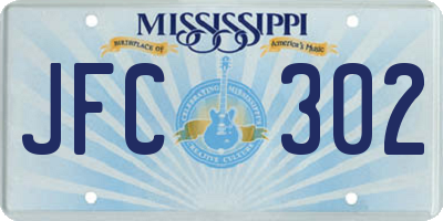 MS license plate JFC302