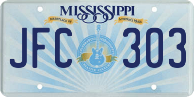 MS license plate JFC303