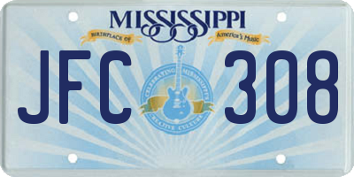 MS license plate JFC308