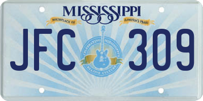 MS license plate JFC309
