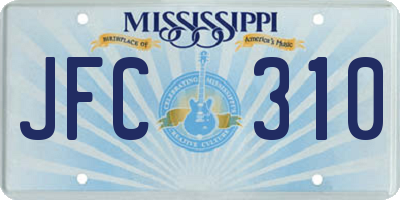 MS license plate JFC310