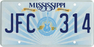 MS license plate JFC314